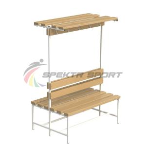 Купить Скамейка с вешалкой и полкой для раздевалок двухсторонняя (цельная) 1200 мм в Нефтекамске 