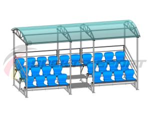 Купить Трибуна для зрителей 3 ряда на 26 мест с навесом и перилами в Нефтекамске 