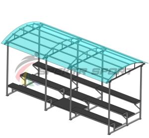 Купить Трибуна для зрителей 3 ряда на 26 мест с навесом (лавки - фанера) в Нефтекамске 
